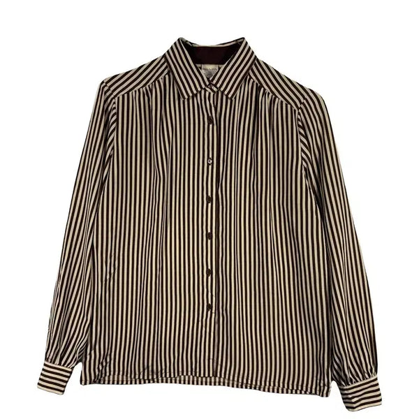 [BUNJANG] Vertical Stripe Blouse / 세로 스프라이프 블라우스 셔츠 빈티지 카라 블라우스 [M] 폴리에스터