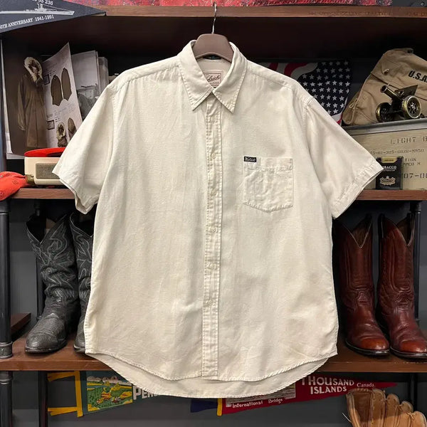 [BUNJANG] Woolrich Logo Pocket Oxford Cotton Collar Short Sleeve Shirt / 울리치 로고 포켓 옥스포드 코튼 카라 반팔 셔츠 N1901