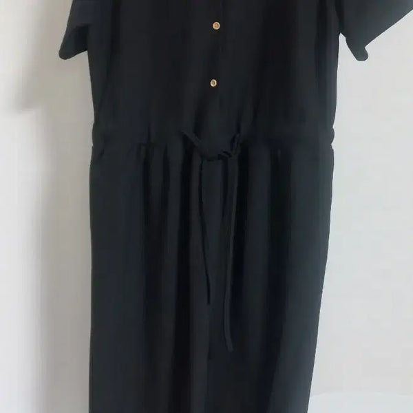 [BUNJANG] Black V-Neck Long Dress (Size 66-77) / 블랙 브이넥 롱원피스  66~77  새상품