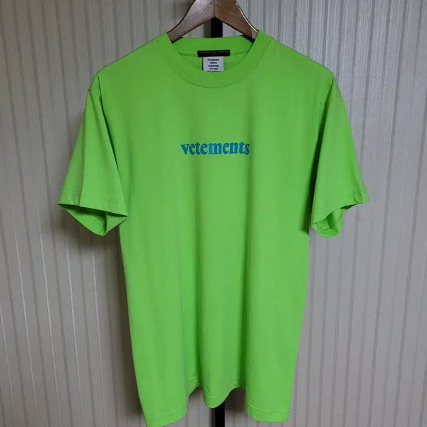 [BUNJANG] VETEMENTS Oversized Barcode Short Sleeve T-Shirt Green XS / 베트멍 반팔티 오버핏 반팔 티셔츠 바코드 그린 [XS]