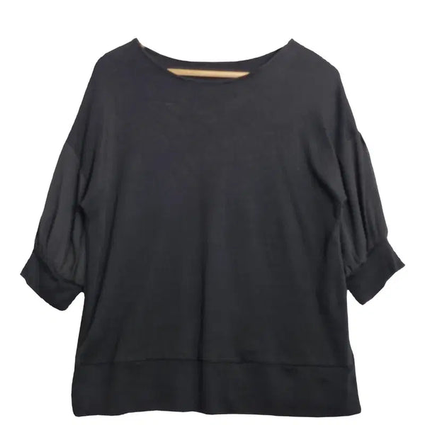 [BUNJANG] ANYWISE Black Balloon Short Sleeve Sweatshirt M Cotton 100% / ANYWISE 블랙 벌룬 반팔 맨투맨 [M] 코튼 100%