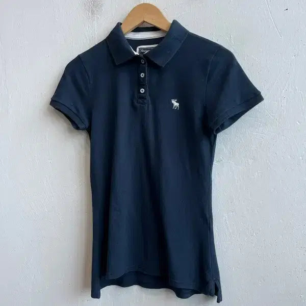 [BUNJANG] Abercrombie & Fitch Women's Logo Polo T-Shirt Navy / 아베크롬비 로고 pk티셔츠 카라티 우먼즈 네이비
