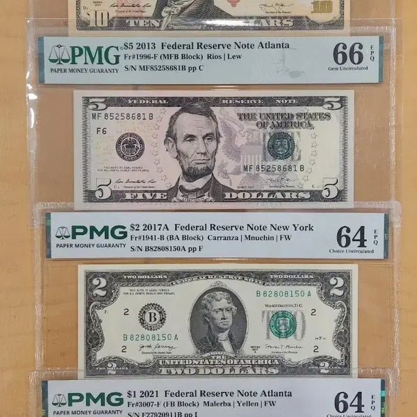 [BUNJANG] United States Currency Set: $10, $5, $2, $1 Bills / 미국 지폐 10달러 5달러 2달러 1달러 세트