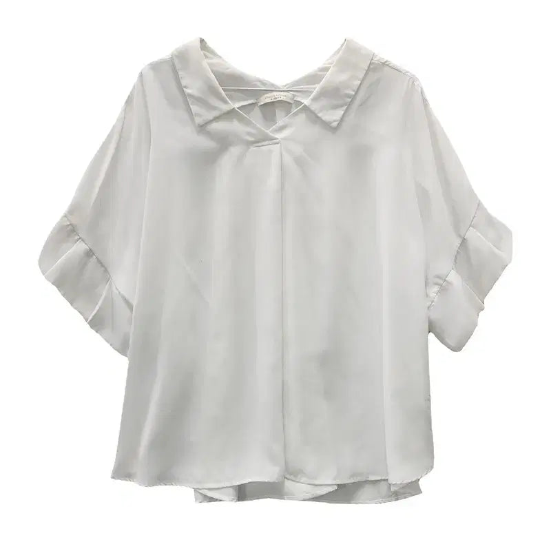 [BUNJANG] Loose Fit Minimal Feminine Frill Blouse / 루즈핏 미니멀 페미닌 프릴 블라우스