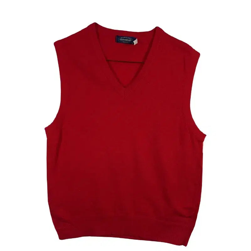 [BUNJANG] Red V-Neck Knit Vest Wool Blend [M] / 레드 브이넥 니트 조끼 [M] 울 혼방