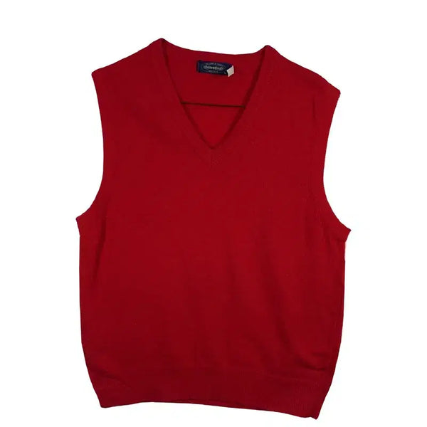 [BUNJANG] Red V-Neck Knit Vest Wool Blend [M] / 레드 브이넥 니트 조끼 [M] 울 혼방