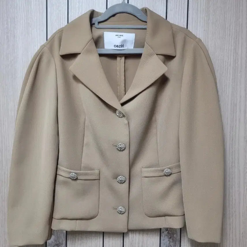 [BUNJANG] Obzee Cropped Jacket S Camel / 한섬 오브제 크롭 자켓 s