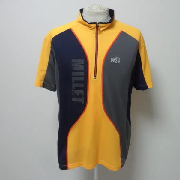 [BUNJANG] Millet Men's Short Sleeve T-Shirt Orange/Navy Polyester Size 100 / 밀레/남성/작업복/등산/반팔 티셔츠/100사이즈/상태최상
