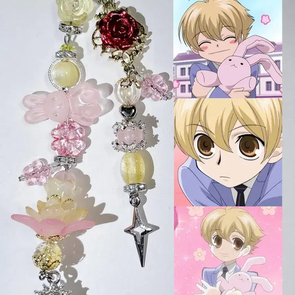 [BUNJANG] Bunny Bead Keychain Bookmark Phone Strap Charm / 오란고교 사교클럽 하니st 비즈 키링 책갈피 핸드폰줄 고리 토끼