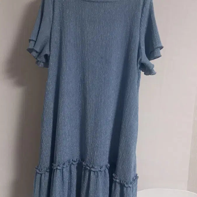 [BUNJANG] Blue Shirring Long Dress (Size 88-99) / 블루 셔링 롱원피스 88~99 새상품