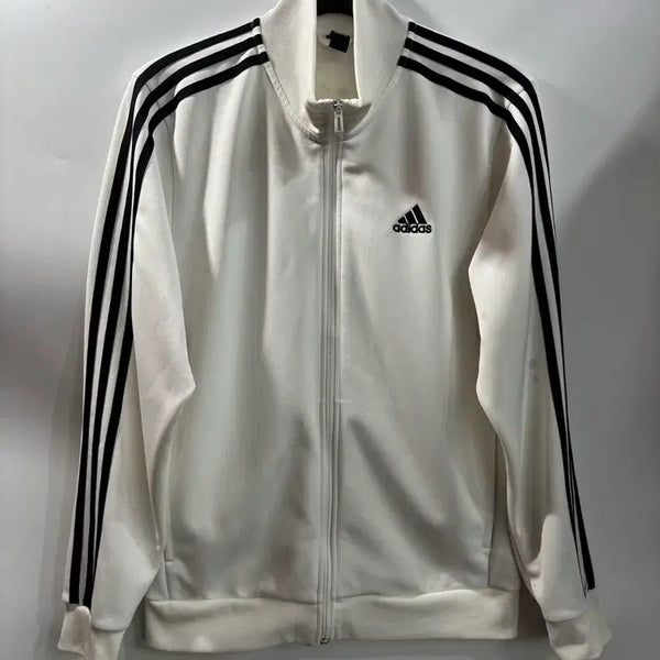 [BUNJANG] Adidas White 3-Stripe Zip-Up Track Top - Size L / [L] 아디다스 화이트 3선 집업 트랙탑2.5