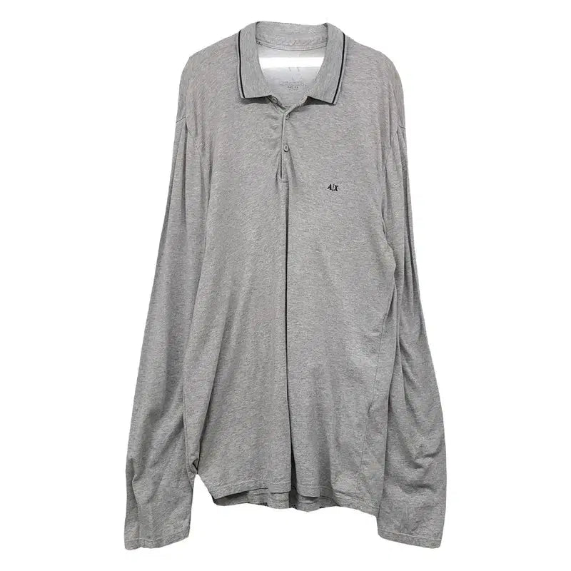 [BUNJANG] Armani Exchange Light Grey Long Sleeve Polo Shirt L / 알마니익스체인지 라이트 그레이 긴팔 카라티 L