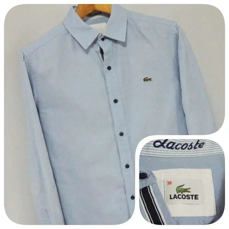 [BUNJANG] Lacoste Solid Casual Shirt Men's 95 Sky Blue / 라코스테 솔리드 캐주얼 셔츠 남성95