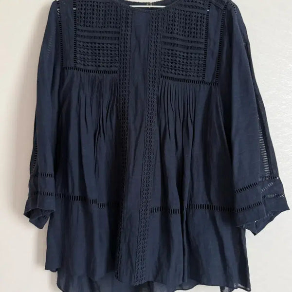 [BUNJANG] Navy Lace Blouse / 마인 네이비 블라우스