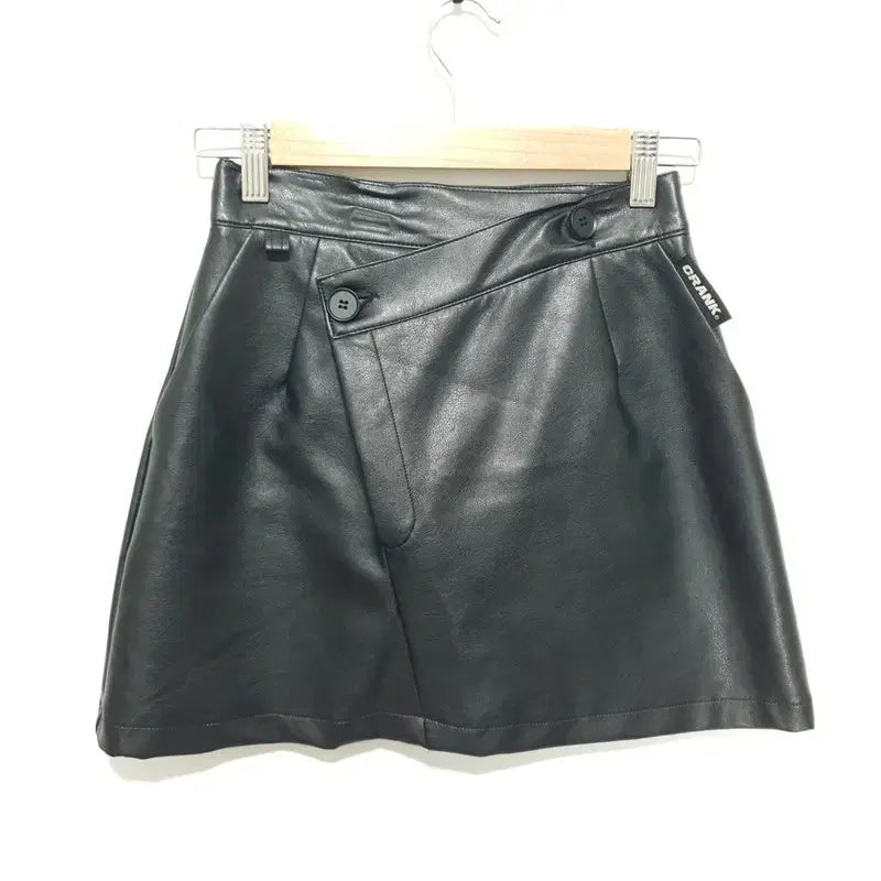 [BUNJANG] Crank Asymmetric Leather Skirt / 크랭크 언발 레더 스커트 S_M2341