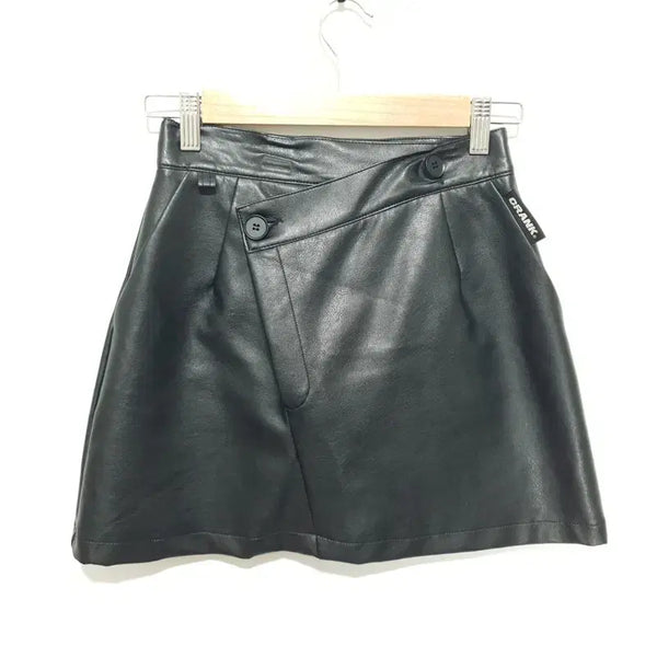 [BUNJANG] Crank Asymmetric Leather Skirt / 크랭크 언발 레더 스커트 S_M2341