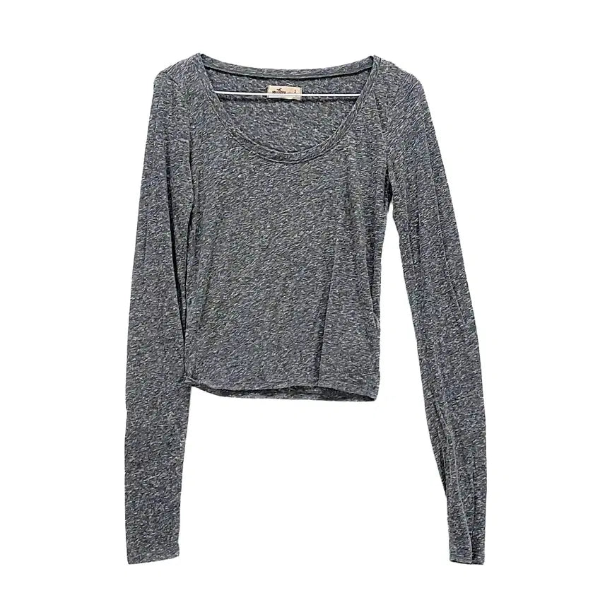 [BUNJANG] Hollister Women's Slim Fit Roundneck T-Shirt - Heathered Melange (Size S/90) / 홀리스터 여성 꾸안꾸 슬림핏 라운드티 90 멜란지 01152