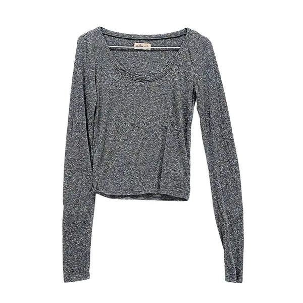 [BUNJANG] Hollister Women's Slim Fit Roundneck T-Shirt - Heathered Melange (Size S/90) / 홀리스터 여성 꾸안꾸 슬림핏 라운드티 90 멜란지 01152