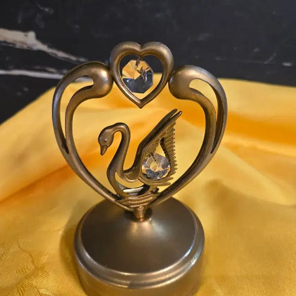 [BUNJANG] Antique 24K Gold Plated Swan Heart Music Box Decor / 미국 엔틱 24K 백조하트 딜라이트 오르골 장식소품,