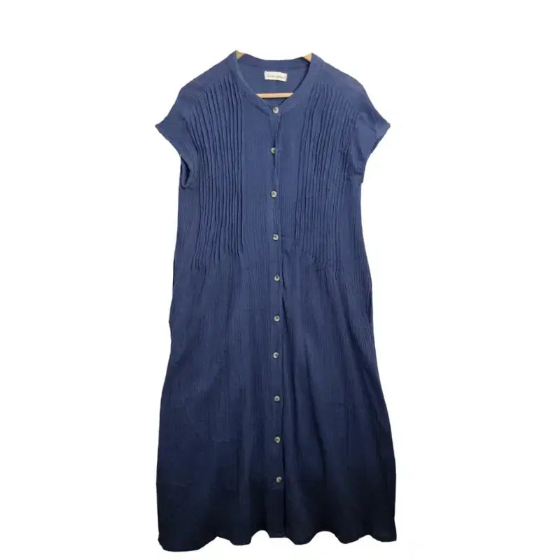 [BUNJANG] CARINA Vintage Blue Cotton Short-Sleeve Maxi Dress / CARINA 빈티지 블루 반팔 롱 원피스 [M-L] 코튼 100%