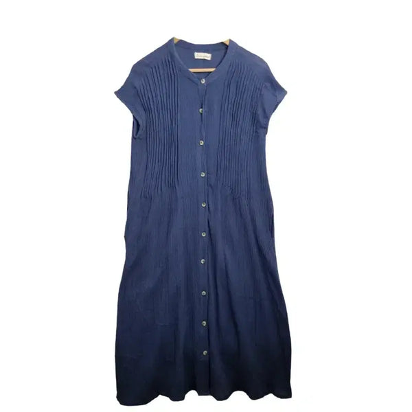 [BUNJANG] CARINA Vintage Blue Cotton Short-Sleeve Maxi Dress / CARINA 빈티지 블루 반팔 롱 원피스 [M-L] 코튼 100%