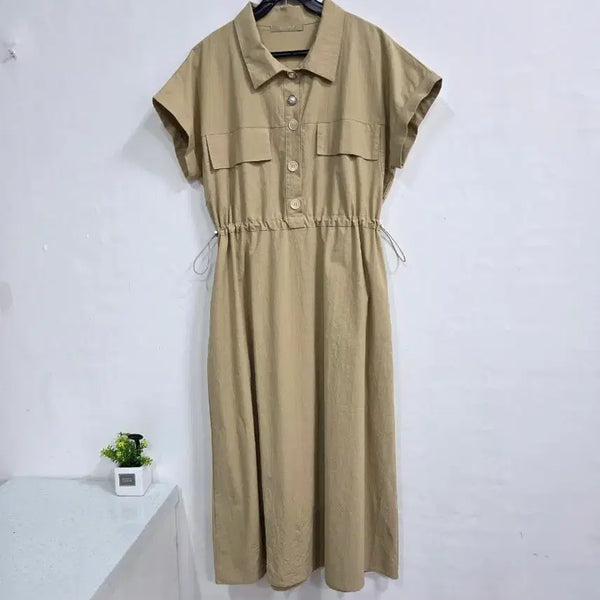 [BUNJANG] Modern Beige Shirt Dress / 모던한 베이지 셔츠 원피스 FREE 95~100