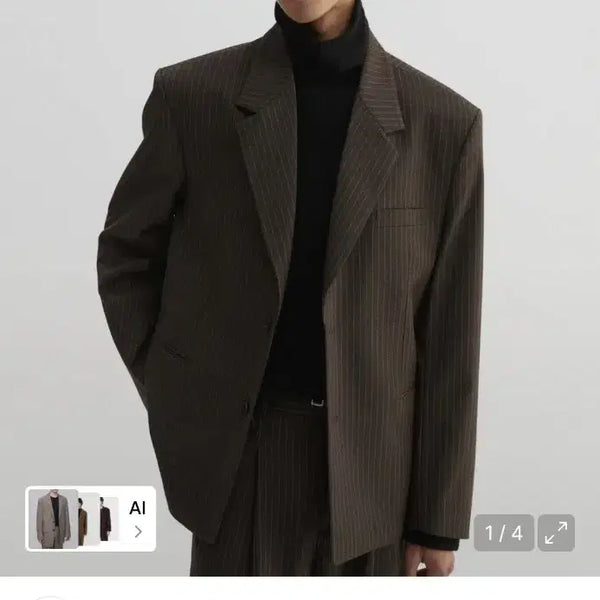 [BUNJANG] D.S.R. Notched Stripe Blazer Brown L / L 구매글) 디앤에스알 노치드 스트라이프 블레이저 브라운 구매합니다.