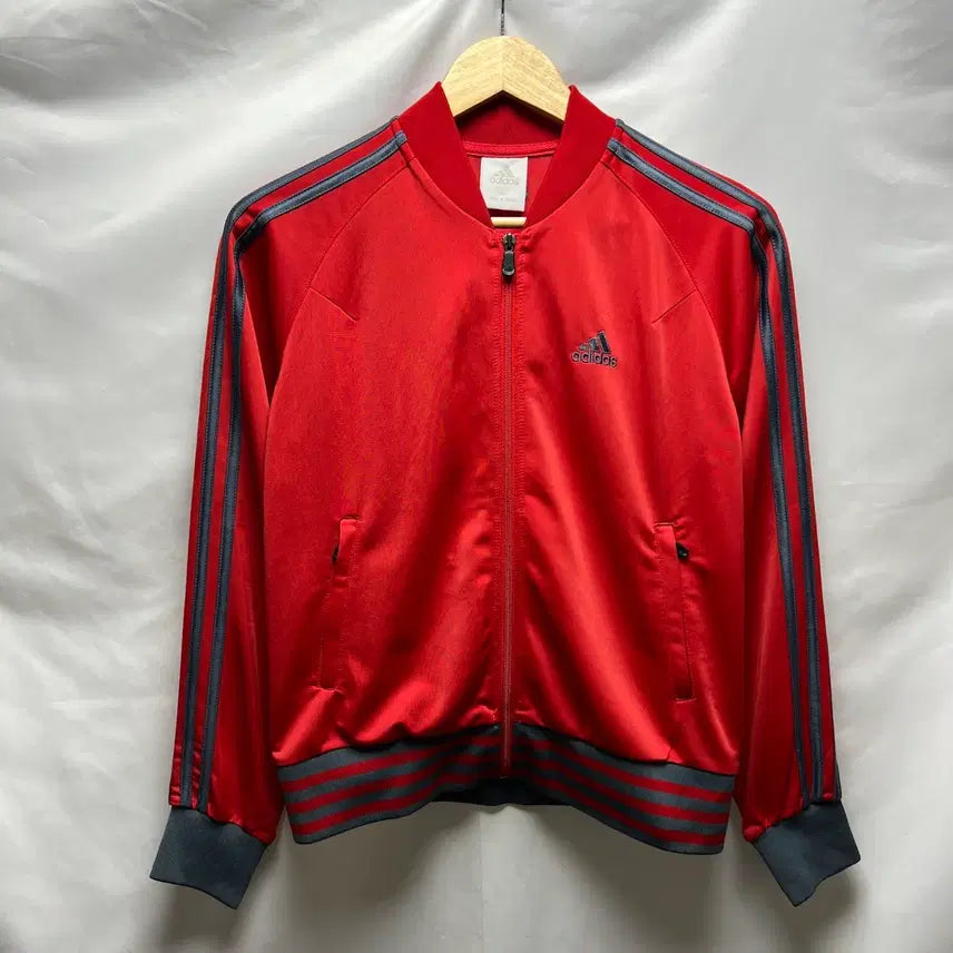 [BUNJANG] Adidas Trefoil Essentials Track Jacket Red Grey Women's 90 / [정품/90] 아디다스 삼선 레드 그레이 여성용 트랙탑 져지 (유로파)