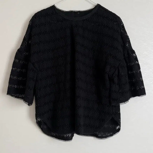 [BUNJANG] Time Black Lace Blouse / 타임 블랙 레이스 블라우스