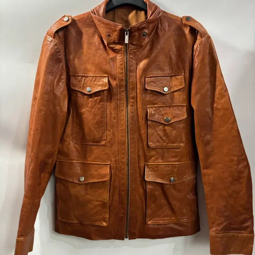 [BUNJANG] VINO Natural Lambskin Field Jacket Brown Size 100 / (100) 비노(VINO) 천연 양가죽 야상 자켓 5.9