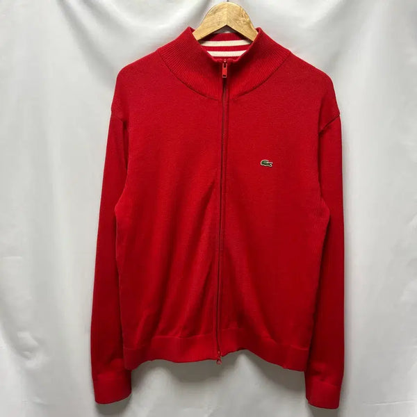 [BUNJANG] Lacoste Red Knit Zip-Up Jacket / [정품/100] 라코스테 레드 니트 집업 자켓