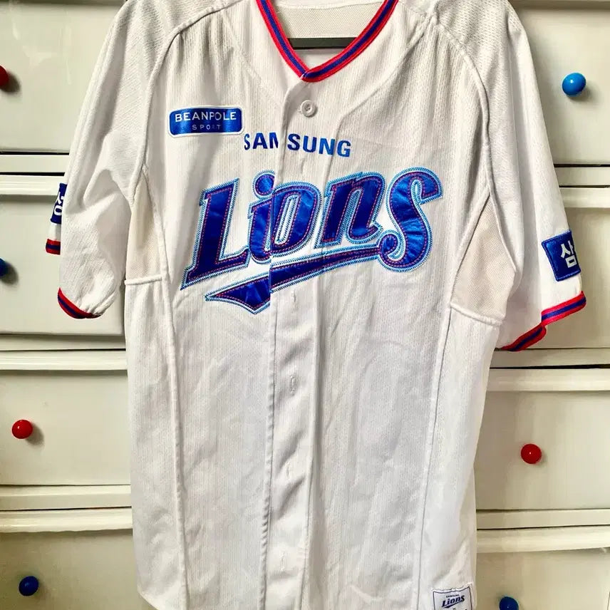 [BUNJANG] Samsung Lions Park Hae-min Beanstripe Collaboration Home Baseball Uniform Size 105 / 새상품급 KBO 삼성라이온즈 빈폴 홈 야구 유니폼 박해민마킹 105