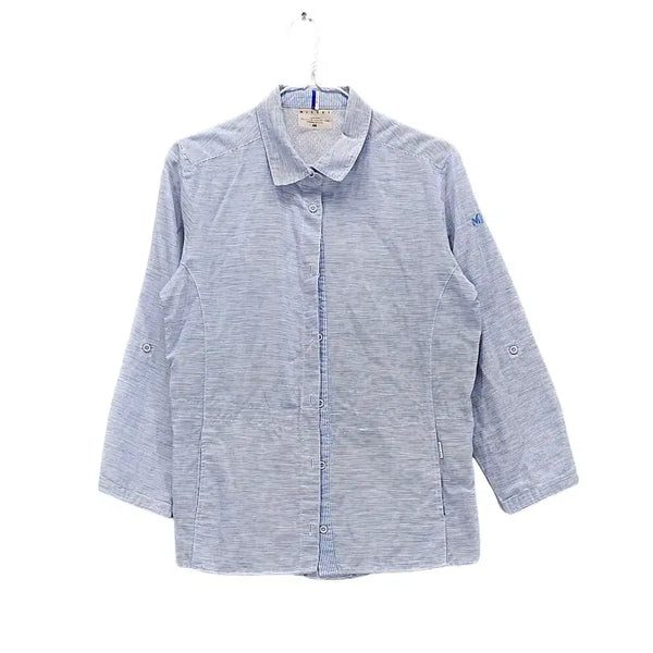 [BUNJANG] Millet Women's Slim Fit Linen Blend Stripe Blouse - Size 95 / 밀레 여성 고프코어 슬림핏 린넨블라우스 95 스트라이프 01144