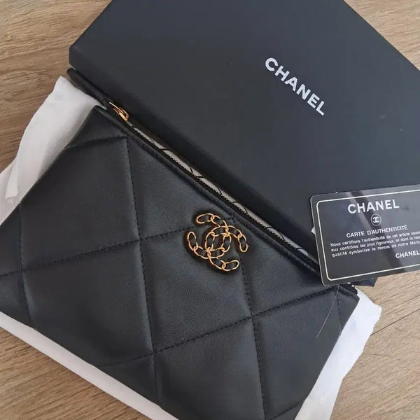 [BUNJANG] Chanel Lambskin Pouch Black Full Box / 샤넬 램스킨 파우치 블랙 (풀박스)
