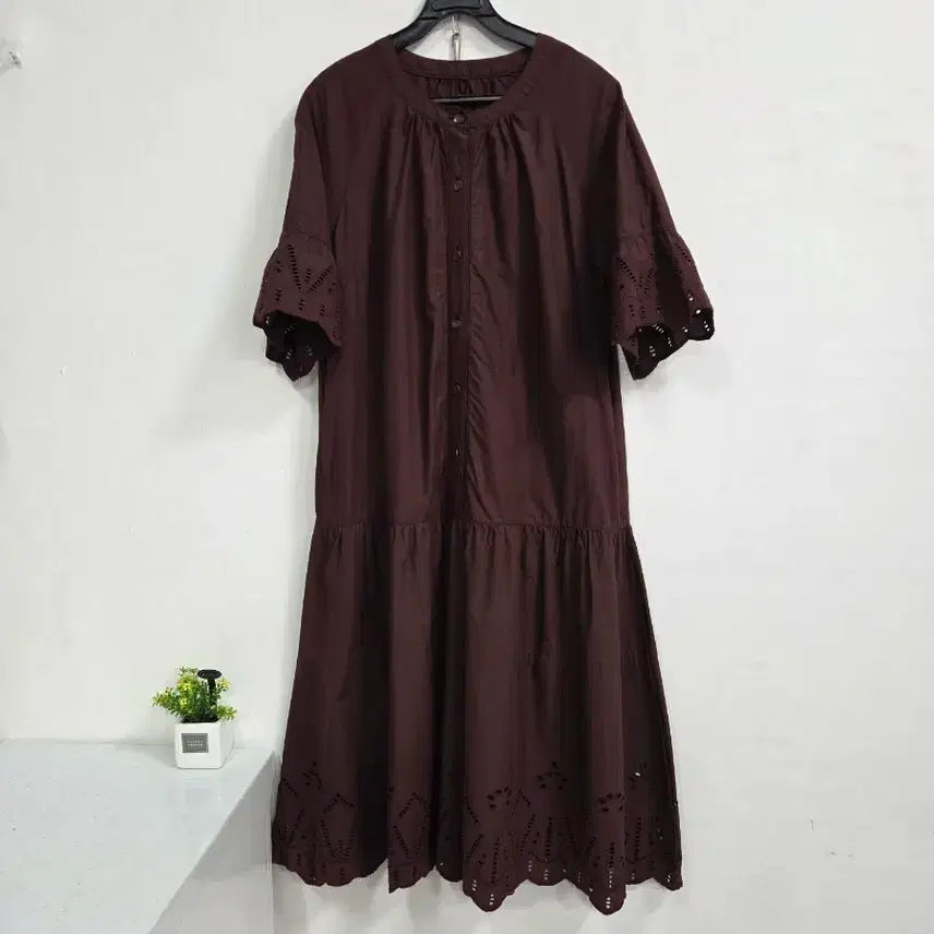 [BUNJANG] Brown Lace Long Dress / 브라운 레이스 원피스 95(구77)
