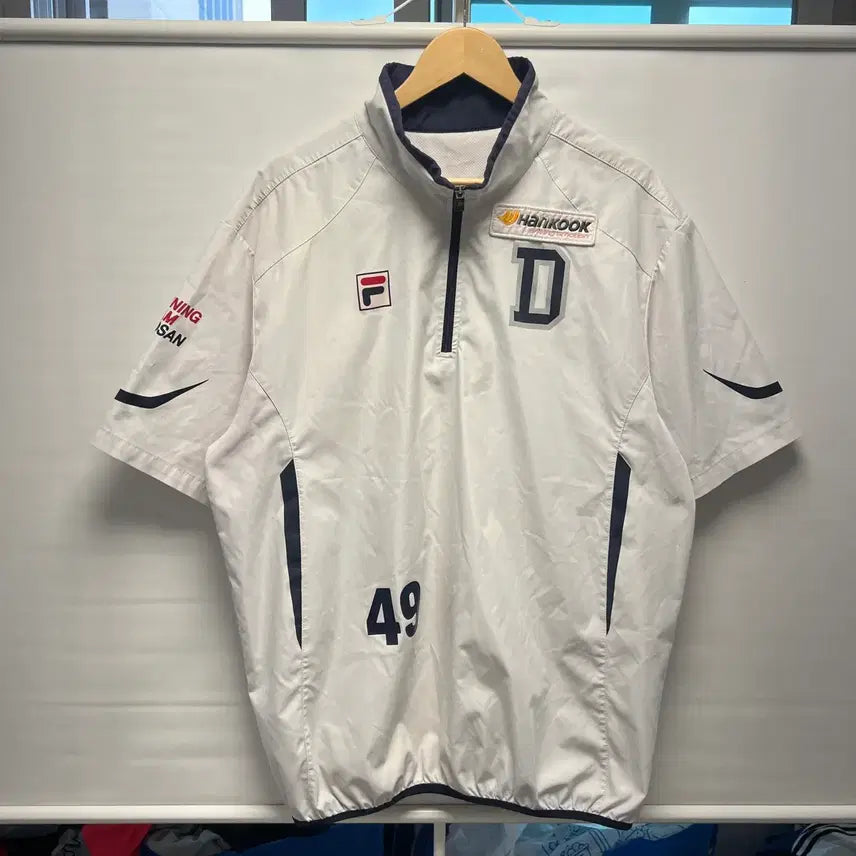 [BUNJANG] Fila Doosan Bears Training White Short Sleeve Windbreaker Size 115 / [정품/115] 필라 두산베어스 트레이닝 화이트 반팔 바람막이