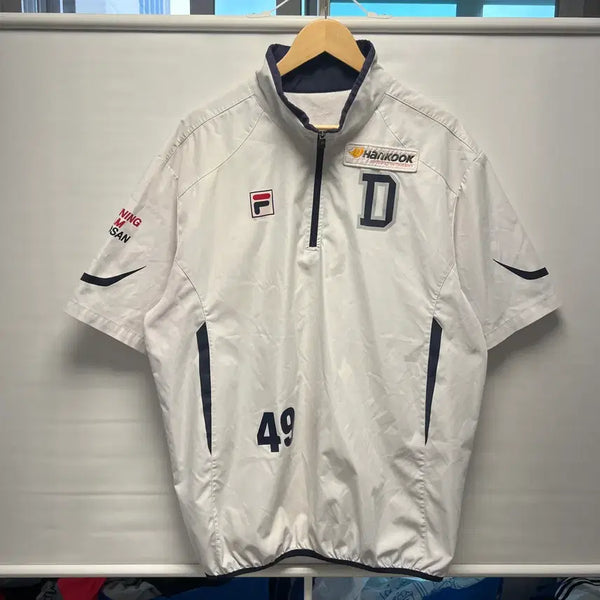 [BUNJANG] Fila Doosan Bears Training White Short Sleeve Windbreaker Size 115 / [정품/115] 필라 두산베어스 트레이닝 화이트 반팔 바람막이