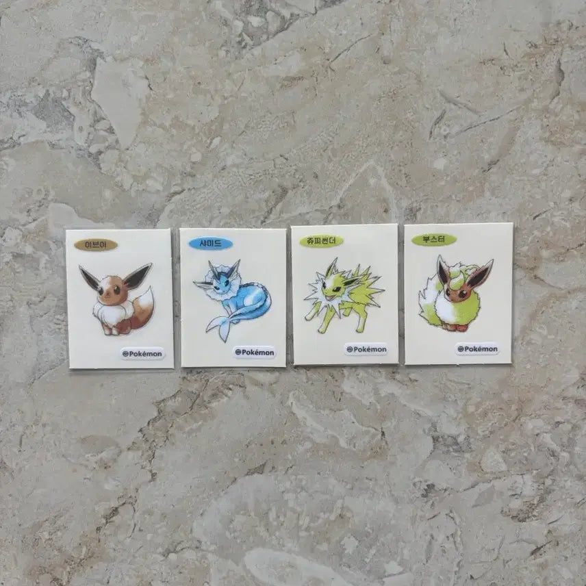 [BUNJANG] Pokemon 30th Anniversary Artwork Stickers (Eevee, Vaporeon, Jolteon, Flareon) / 포켓몬 띠부씰 30주년 아트워크 팔아요(이브이,샤미드,쥬피썬더,부스터)