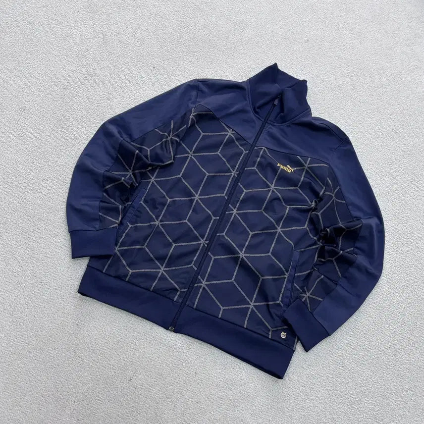 [BUNJANG] Puma Men's Patterned Navy Track Jacket / L 푸마 남성 패턴 네이비 트랙탑 집업 자켓 0622E2