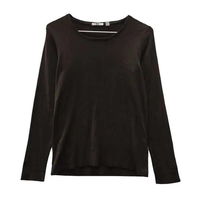 [BUNJANG] UNIQLO Minimal Basic Slim Fit Brown Long Sleeve T-Shirt M / UNIQLO 유니클로 미니멀 베이직 슬림 브라운 긴팔 티 M