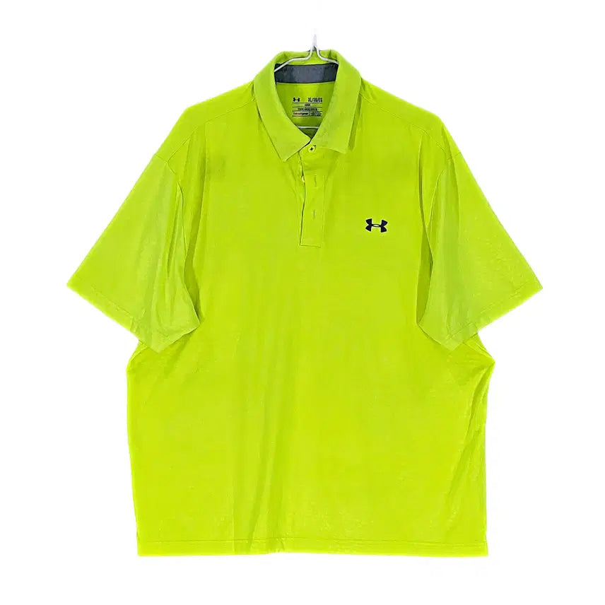 [BUNJANG] Under Armour Men's Sporty Loose Fit Short Sleeve Polo Shirt - Lime / 언더아머 남성 스포티한 루즈핏 반팔카라티 110 라임 00453