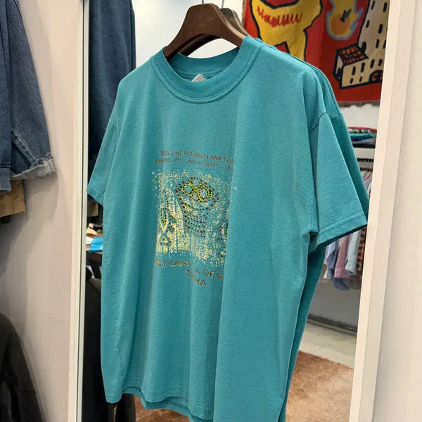 [BUNJANG] 90s-00s Vintage Aztec Print Short Sleeve T-Shirt / 90-00s Vtg 빈티지 아즈텍 반팔 티셔츠