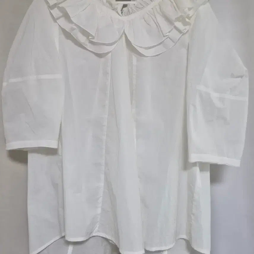 [BUNJANG] O'Z OSECE Double Frill Collar Blouse / 한섬 오즈세컨 프릴카라 블라우스
