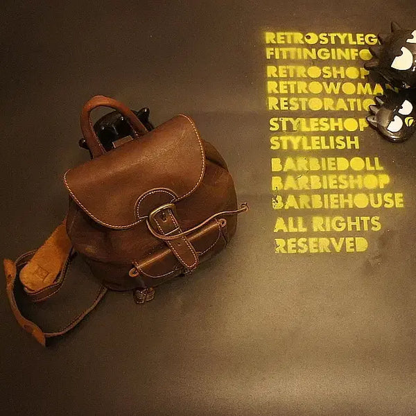 [BUNJANG] Vintage Leather Mini Backpack / Q244 빈티지 미니배낭 가죽백팩 배낭 미니백팩 여자백팩 레더미니백