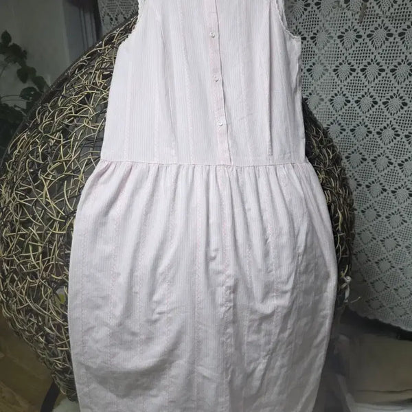 [BUNJANG] Pink Stripe Sleeveless Dress / 핑크 스트라프레이스 원피스