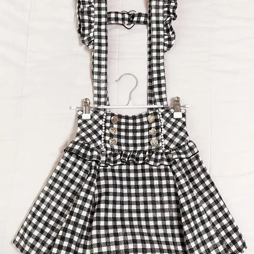 [BUNJANG] Lizlisa Gingham Check Black Suspender Skirt Pants / 리즈리사 깅엄 체크 블랙 서스펜더 스카판 스커트 팬츠 양산형 지뢰계