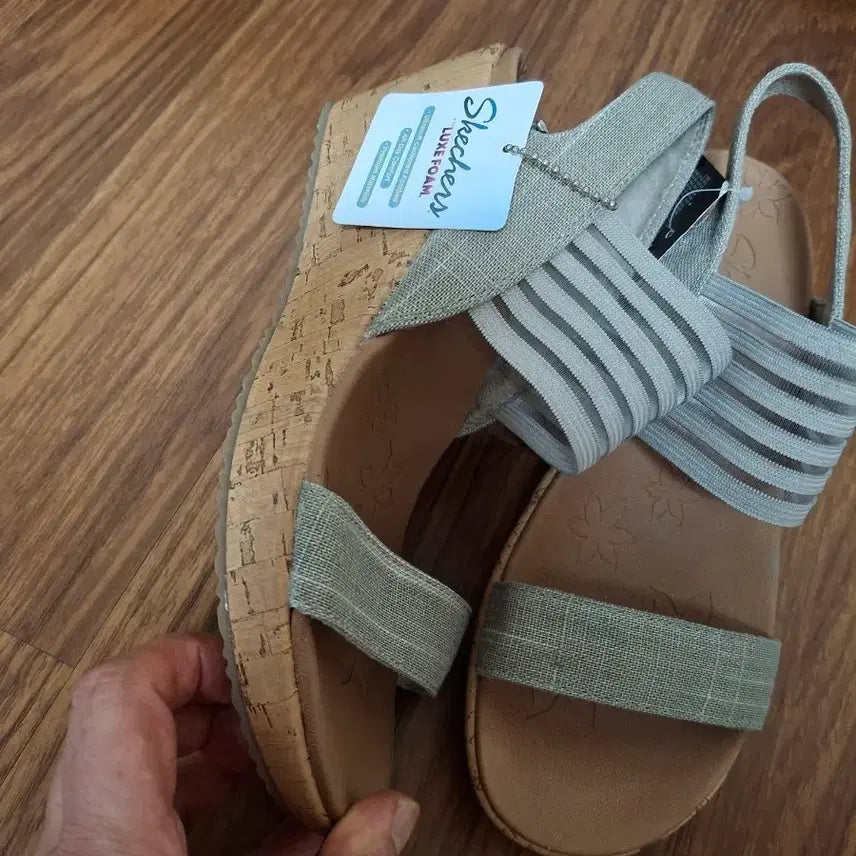 [BUNJANG] Skechers Wedge Sandals Cork Sole Women's Size 240 / 스케쳐스 웨지 샌들 240 (LXF)   새제품