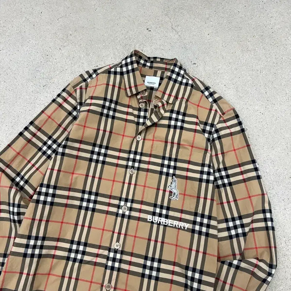 [BUNJANG] Burberry Zebra Appliqué Check Shirt / 버버리 지브라 아플리케 체크 셔츠