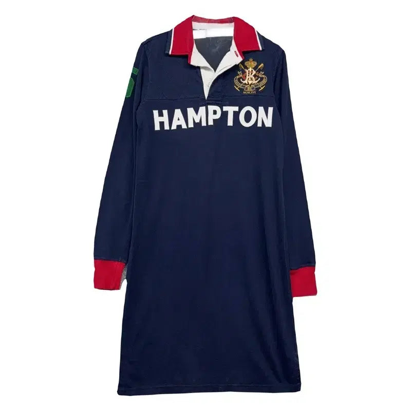 [BUNJANG] Polo Ralph Lauren Vintage Rugby Shirt Dress with Gold Embroidery - Size S / 폴로 랄프로렌 금장 자수 럭비 빈티지 카라 원피스 S