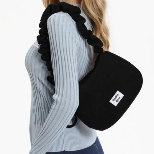 [BUNJANG] Raellabear Shirring Shoulder Bag Black / 라엘라베어 셔링 숄더백 블랙